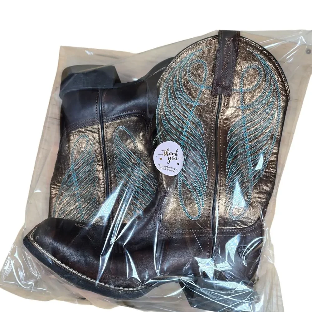 Ariat Womens Round up Yukon Brown Bronze Double Welt Square toe Cowboy Boots 6.5